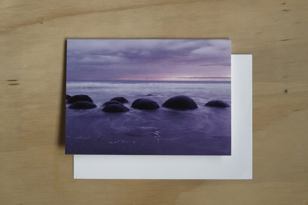 Greeting Card: Moeraki Boulders Sunrise (Lavender)